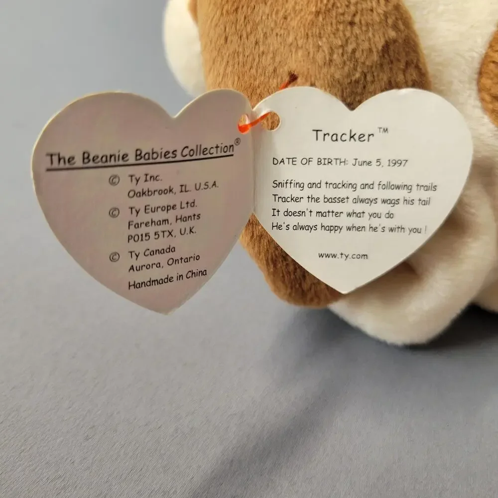 Vintage Ty‎ Beanie Baby Tracker Basset Hound Dog 1997 Plush Toy Tags 90s Gift
